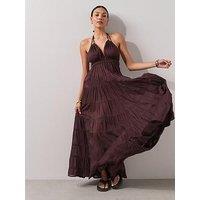 The Very Collection Tiered Maxi Beach Dress - Brown