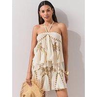 The Very Collection Palm Tree Embroidered Top Co Ord - Cream