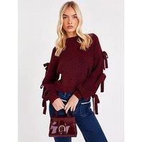 Quiz Burgundy Bow Sleeve Jumper