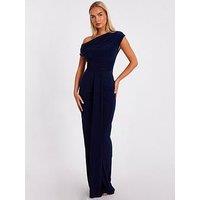 Quiz Navy Drape Front Maxi Dress