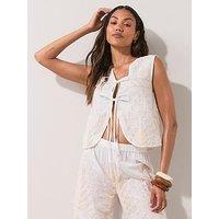 The Very Collection Embroidered Lurex Co Ord Shirt - White