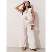 The Very Collection Embroidered Lurex Co Ord Trousers - White