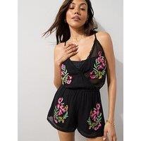 The Very Collection Sequin Embellished Beach Playsuit - Black