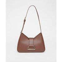Quiz Brown Faux Leather Buckle Shoulder Bag