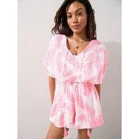 The Very Collection Palm Embellished Playsuit - Pink