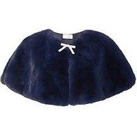 Quiz Navy Bow Detail Faux Fur Wrap
