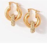 Mint Velvet Gold Tone Pave Hoop Earrings