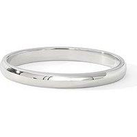 The Love Collection Classic 9Ct White Gold D-Shape Wedding Band Ring - 2Mm