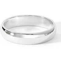 The Love Collection Classic 9Ct White Gold D-Shape Wedding Band Ring - 4Mm