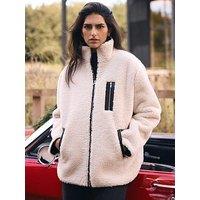 Mint Velvet Neutral Borg Quilted Jacket