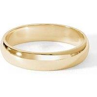 The Love Collection Classic 9Ct Yellow Gold D-Shape Wedding Band Ring - 4Mm
