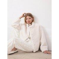 Mint Velvet White Faux Fur Bomber Jacket