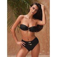 Moda Minx Hoop High Waist Bikini Bottoms - Black