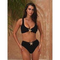 Moda Minx Scrunch Starfish High Waist Bikini Bottoms - Black Scrunch