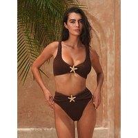 Moda Minx Scrunch Starfish High Waist Bikini Bottoms - Coffee Scrunch