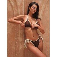 Moda Minx Contrast Binding Amour Triangle Top - Coffee/Almond