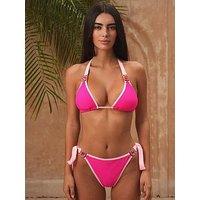 Moda Minx Contrast Binding Amour Triangle Top - Hot Pink/Baby Pink