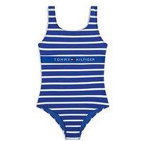 Tommy Hilfiger Girls Square Neck Print Swimsuit - Blue