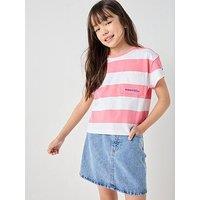 Tommy Hilfiger Girls Stripe Short Sleeve T-Shirt - Pink