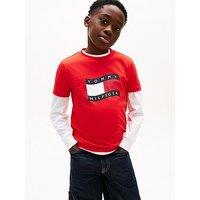 Tommy Hilfiger Boys Wavy Flag Short Sleeve T-Shirt - Red
