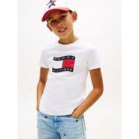 Tommy Hilfiger Boys Wavy Flag Short Sleeve T-Shirt - White