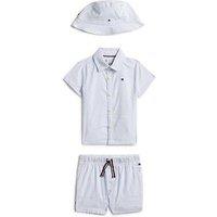 Tommy Hilfiger Baby Boys Ithaca Short Sleeve Shirt, Shorts And Hat Giftbox - Blue