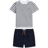 Tommy Hilfiger Baby Boys Essential Stripe Short Sleeve T-Shirt And Shorts Set - Navy