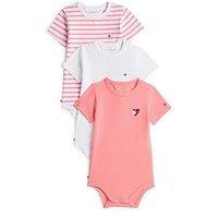 Tommy Hilfiger Baby Girls Flag Smile 3 Pack Body Giftbox - Blush-Pink/White/Stripe-Print
