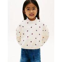 Tommy Hilfiger Younger Girls Smiley Crew Neck Top - Cream