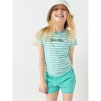 Tommy Hilfiger Girls Striped Short Sleeve T-Shirt And Short Set - Green