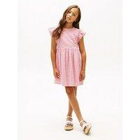 Tommy Hilfiger Girls Seersucker Short Sleeve Dress - Red