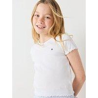 Tommy Hilfiger Girls Essential Short Sleeve Rib Top - White