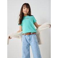 Tommy Hilfiger Girls Script Short Sleeve T-Shirt - Green