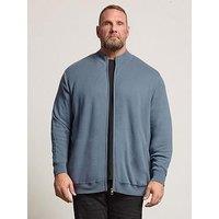 Badrhino Big & Tall Knitted Borg Lined Full Zip Jacket - Blue