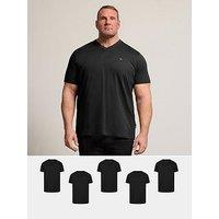 Badrhino 5 Pack Longline V Neck T-Shirt - Black