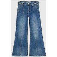 River Island Petite High Rise Wide Snaffle Flare Jeans - Blue