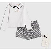 River Island Mini Girls Little Lovely Bow Top Set - White