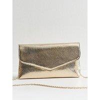 New Look Faux Leather Envelope Shoulder Bag - Gold