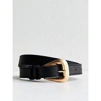 New Look Faux Leather Large Buckle Belt - Black