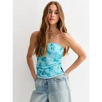 New Look 915 Mesh Sequin Bandeau Top - Light Blue