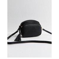 New Look Black Faux Leather Tassel Crossbody Camera Bag