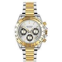 Sekonda Sekonda Mens Circuit Two Tone Stainless Steel Bracelet With Silver Dial Chronograph Watch