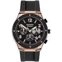 Sekonda Sekonda Mens Titan Black Silicone Bracelet With Black Dial Chronograph Watch