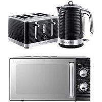 Russell Hobbs Inspire Bundle - Kettle, 4 Slice Toaster And Microwave- Black