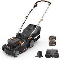 Worx 40V Powershare 37Cm Cordless Brushless Lawn Mower 550M2 With X2 4.0Ah Battery & Charger