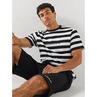Guess Jeans Short Sleeve Stripe T-Shirt - White