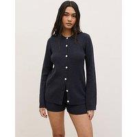 Pretty Lavish Gracie Fine Tape Knit Cardigan - Navy