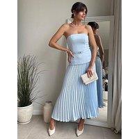 Style Cheat Bandeau Belted Dress - Baby Blue