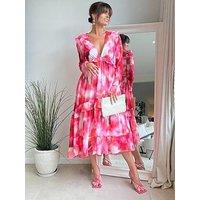 Style Cheat Birdie Long Sleeve Midi Dress - Pink