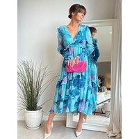 Style Cheat Birdie Long Sleeve Midi Dress - Blue